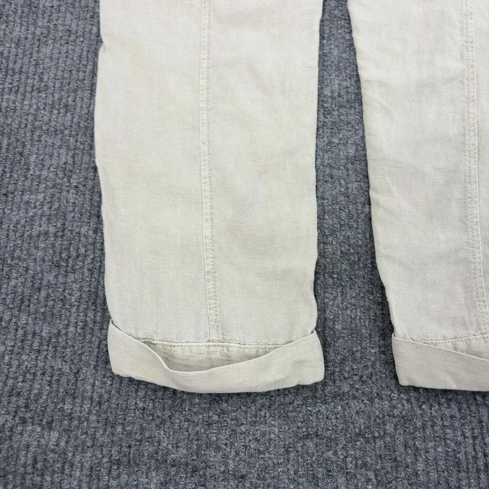 Nicole Miller Cargo Pants Womens M Tan Linen Blend Utility Gorpcore Casual Style
